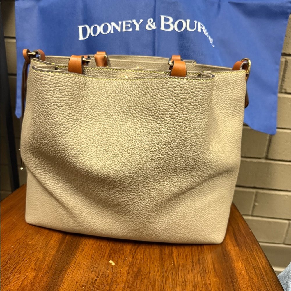 Dooney & Bourke Tan and Brown Leather Shoulder Bag - Picture 8 of 10